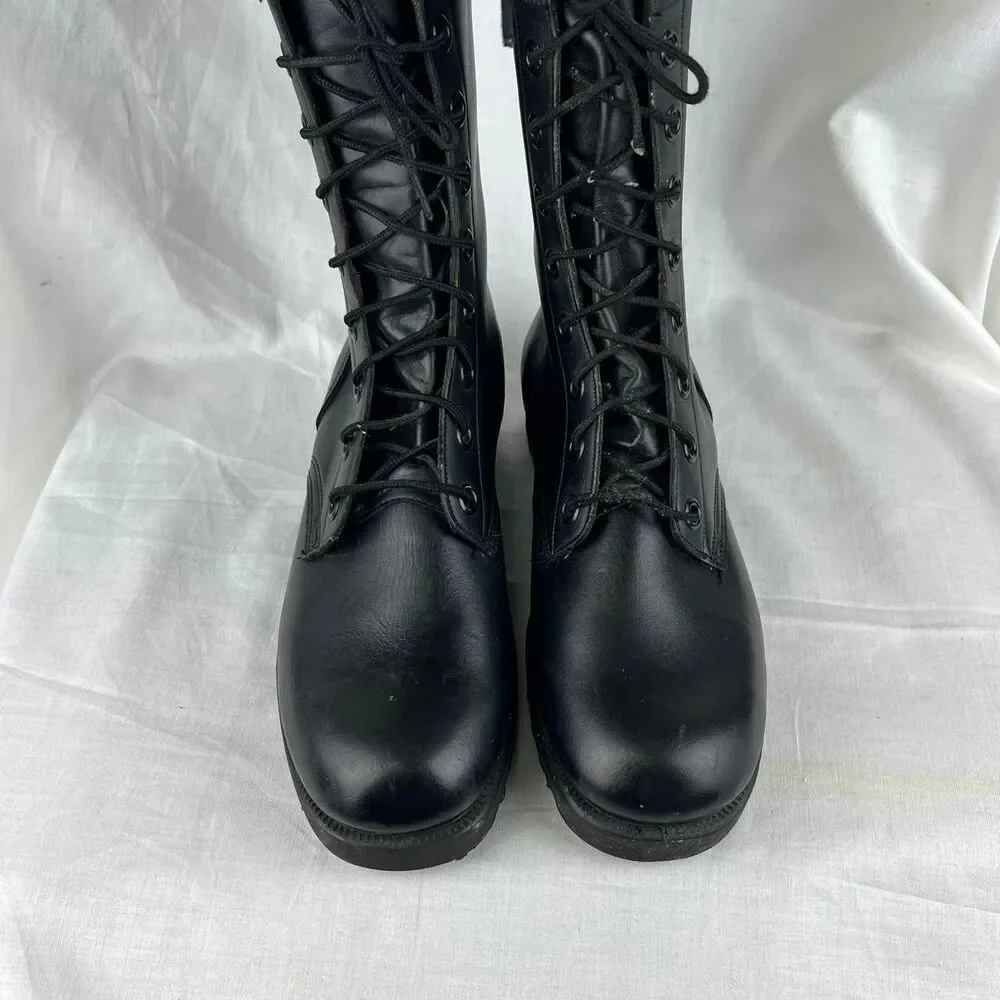 1967 US Army Black Leather Combat Boots Vietnam War Era Size 7 R